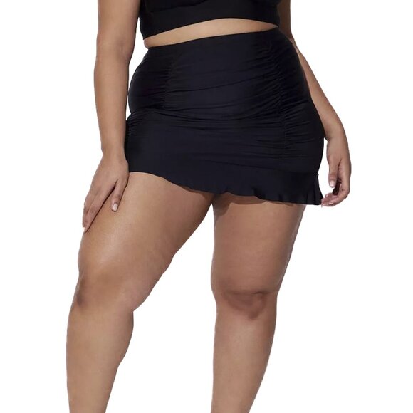 torrid Other - torrid High-Rise Short Ruched Swim Skirt With Brief Black Size 3 - NWOT